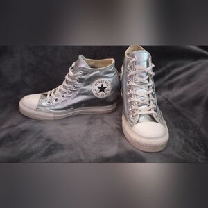 Converse CTAS Lux Mid High Wedge Metallic Silver Blue Glacier